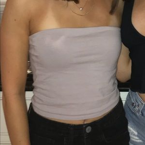 Purple/Taupe Crop Tube Top